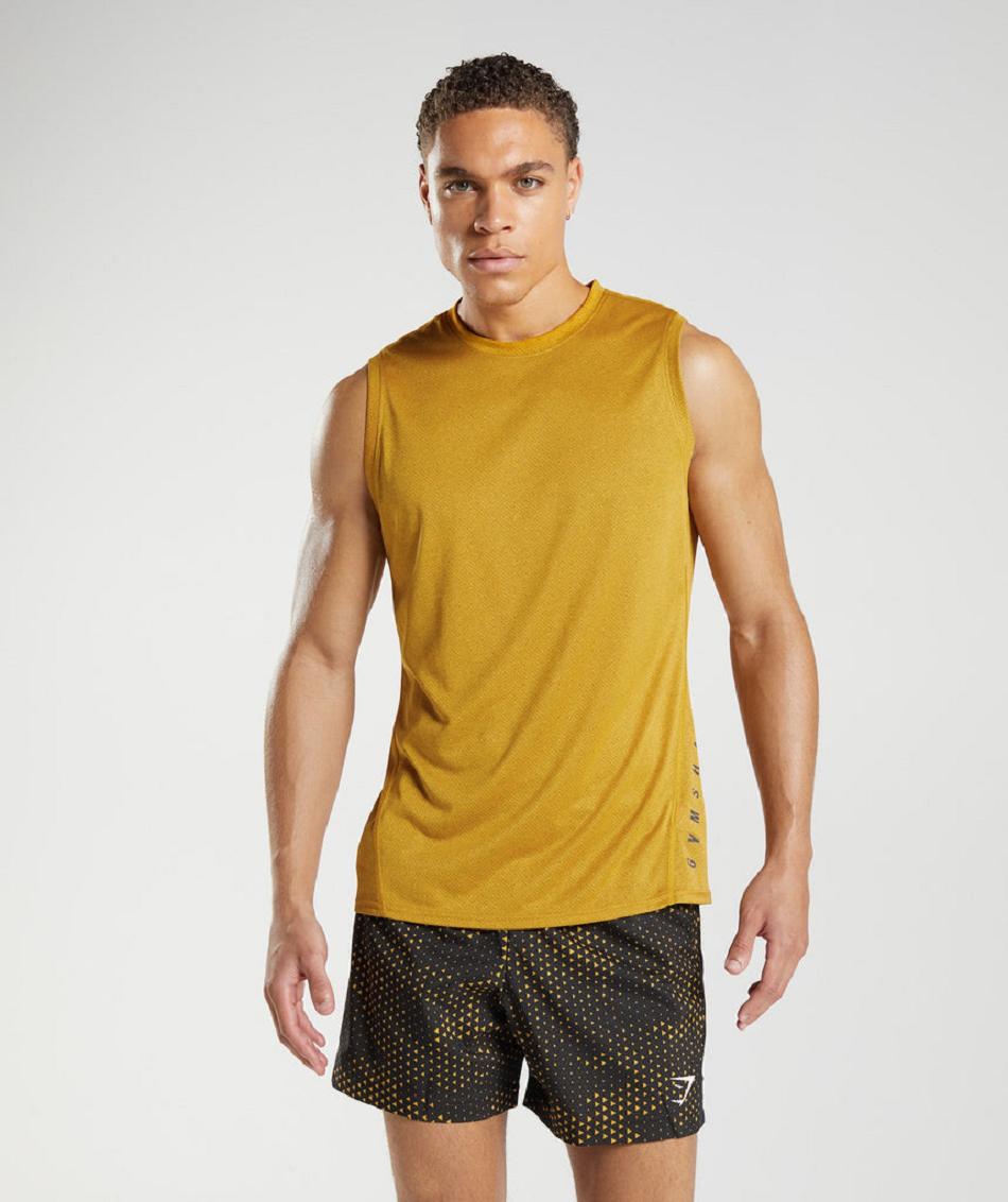 Camiseta Tirantes Gymshark Deporte Hombre Amarillo Negras | CO 3168GSO